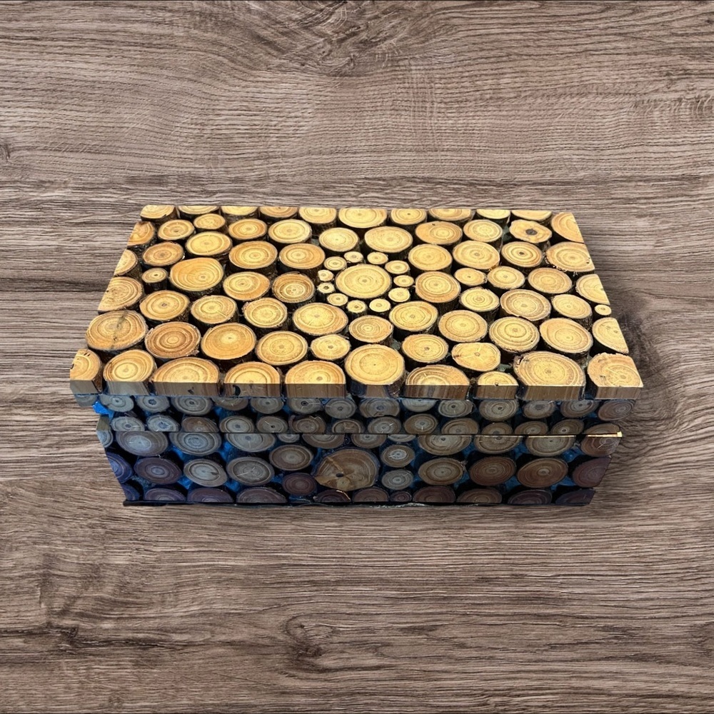 Vintage Wood Trinket Accent Coffee Table Box Retro Farmhouse